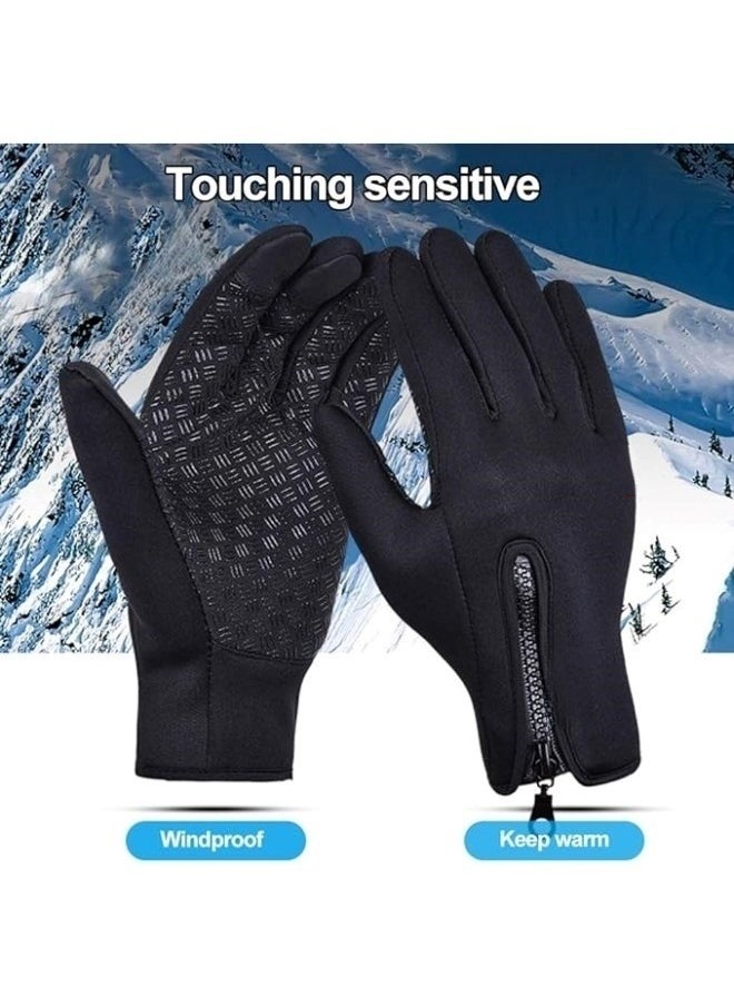 Soft and Warm Fleece Lined Winter Touchscreen Gloves for Running Cycling in Black
