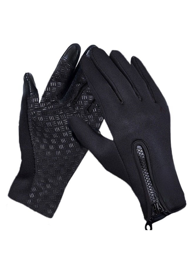 Soft and Warm Fleece Lined Winter Touchscreen Gloves for Running Cycling in Black