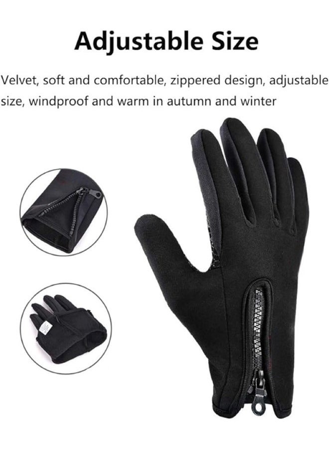 Soft and Warm Fleece Lined Winter Touchscreen Gloves for Running Cycling in Black