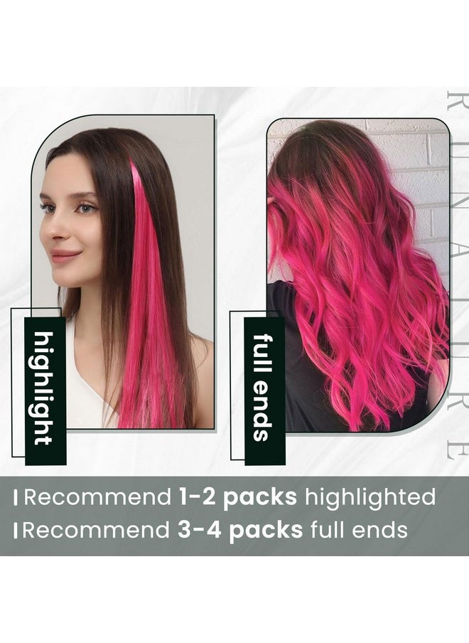 RUNATURE Tape In Hair Extensions Human Hair Hot Pink Hair Extensions Human Hair Tape In Extensions 12 Inch Invisible Seamless Tape In Hair Extensions Real Human Hair Hot Pink For Highlight 20G 10Pcs  - Image 2