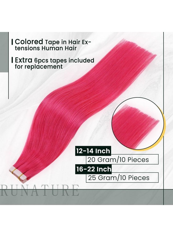 RUNATURE Tape In Hair Extensions Human Hair Hot Pink Hair Extensions Human Hair Tape In Extensions 12 Inch Invisible Seamless Tape In Hair Extensions Real Human Hair Hot Pink For Highlight 20G 10Pcs  - Image 3