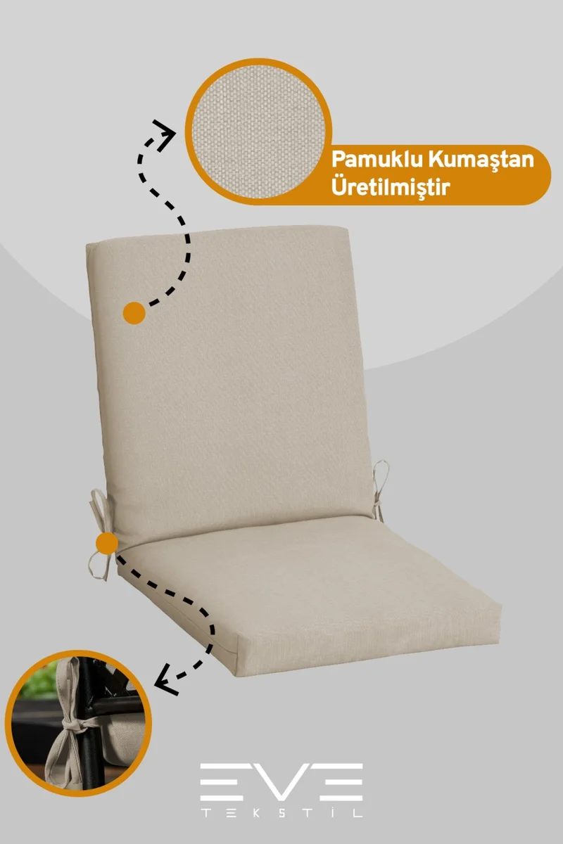 ايفي تكستل Garden - Living Room - Balcony Backrest Zippered Connectable Washable Chair Cushion 8 Pieces