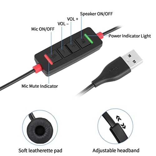 daily headset USB Headset with Mic for PC Computer Laptop Headphones with Noise Cancelling Microphone in-line Control for Home Office Online Class Skype Zoom - Image 4