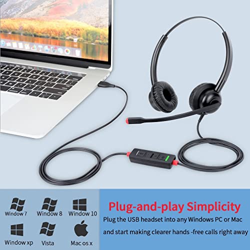 daily headset USB Headset with Mic for PC Computer Laptop Headphones with Noise Cancelling Microphone in-line Control for Home Office Online Class Skype Zoom - Image 5