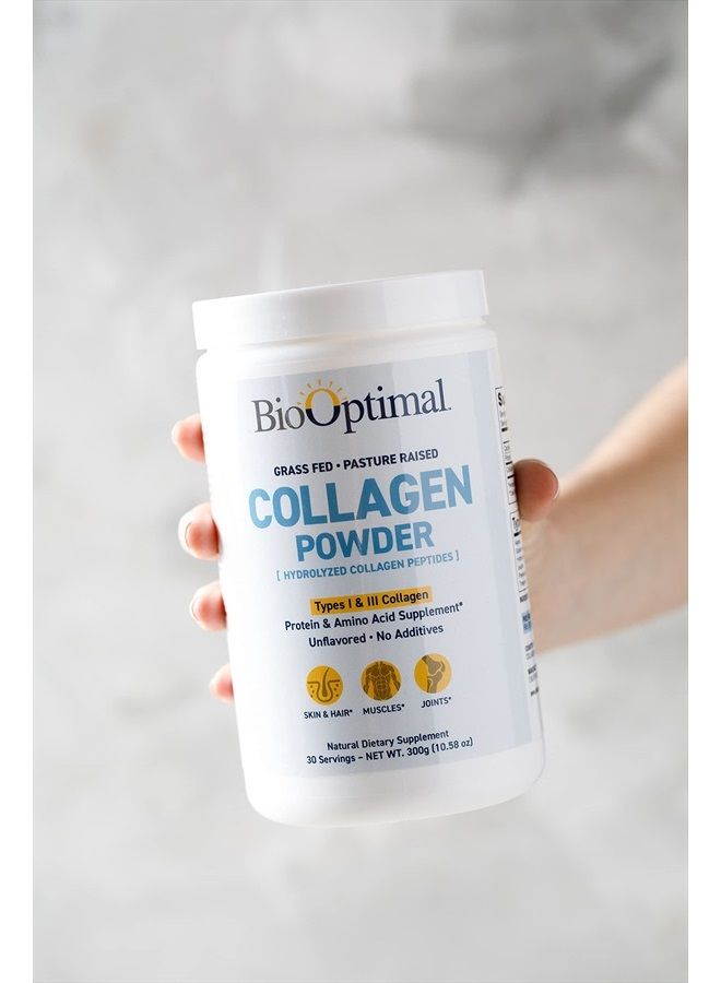 BioOptimal Collagen Powder, Collagen Peptides, Grass Fed, Non-GMO Premium Quality Hydrolyzed Collagen Protein, Pasture Raised, Dissolves Easily, 300 Grams, Packaging May Vary - Image 5