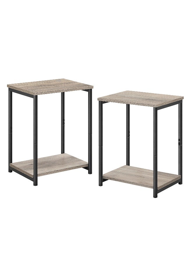 VASAGLE Set of 2 Side Tables, 2-Tier Sofa Side Tables, Bedside Tables with Steel Frames, for Living Room, Bedroom, Home Office, Industrial Style, Heather Greige and Classic Black - Image 1