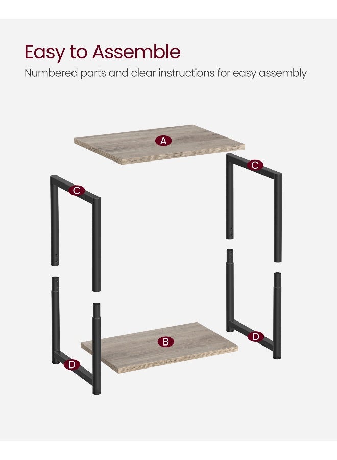 VASAGLE Set of 2 Side Tables, 2-Tier Sofa Side Tables, Bedside Tables with Steel Frames, for Living Room, Bedroom, Home Office, Industrial Style, Heather Greige and Classic Black - Image 3