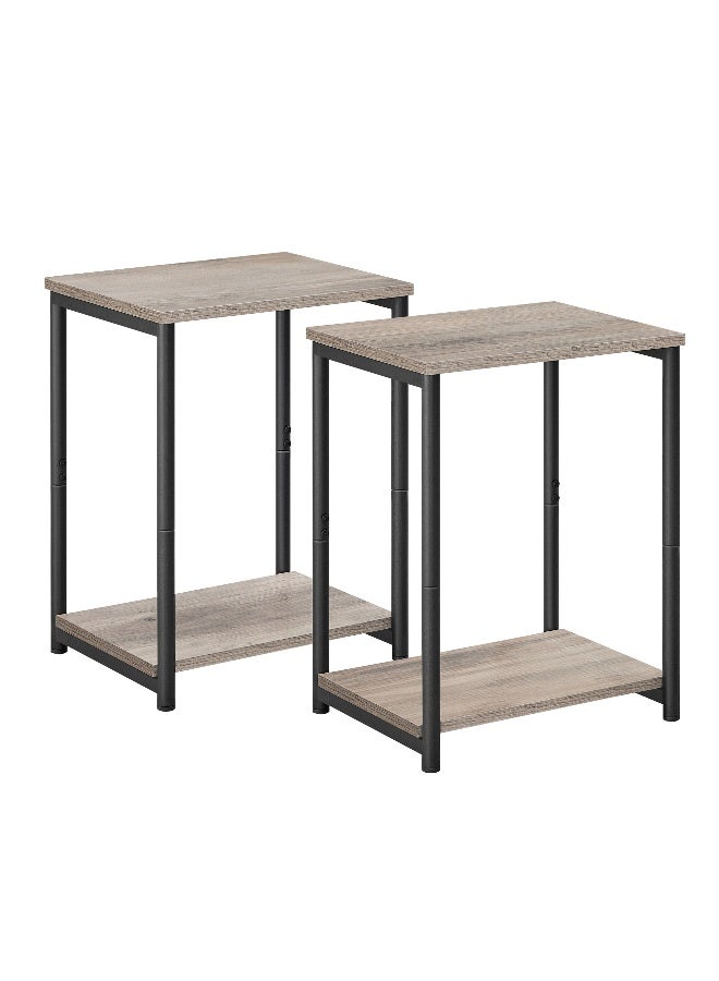 VASAGLE Set of 2 Side Tables, 2-Tier Sofa Side Tables, Bedside Tables with Steel Frames, for Living Room, Bedroom, Home Office, Industrial Style, Heather Greige and Classic Black - Image 5