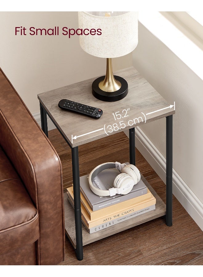 VASAGLE Set of 2 Side Tables, 2-Tier Sofa Side Tables, Bedside Tables with Steel Frames, for Living Room, Bedroom, Home Office, Industrial Style, Heather Greige and Classic Black - Image 2