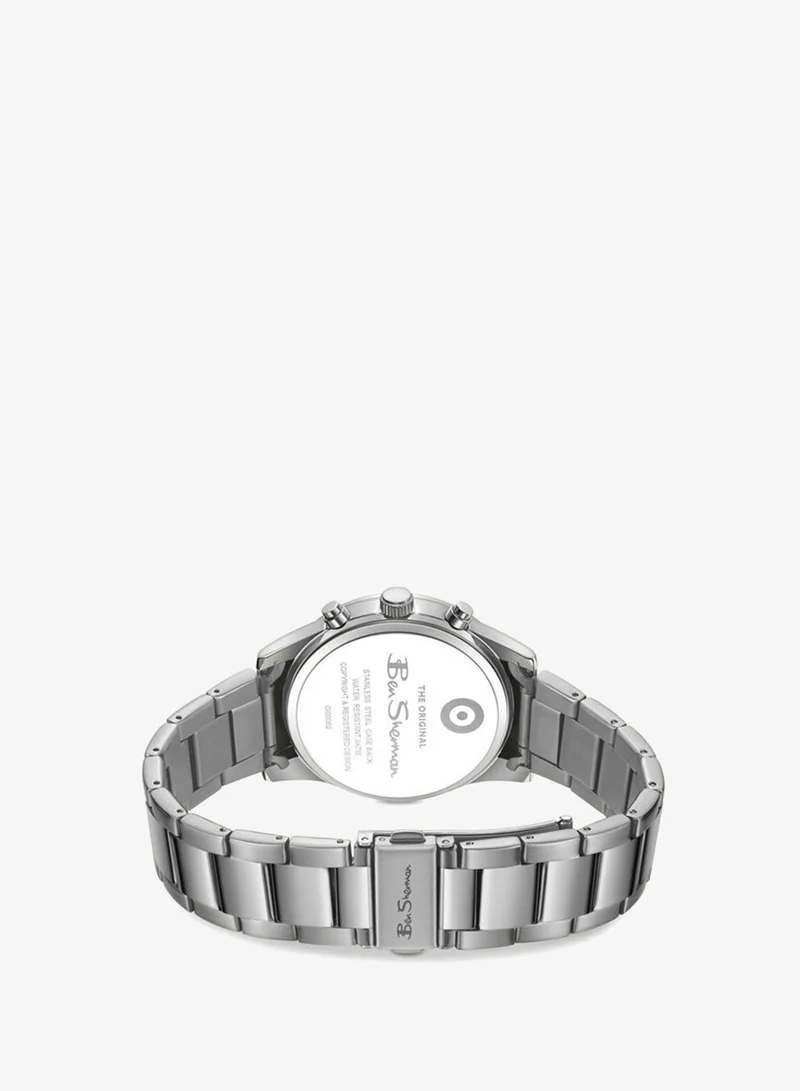 Ben Sherman silver Cambridge Blue Dial Stainless Steel Bracelet Chronograph Watch for Men, 42mm for Men | Best Price UAE
