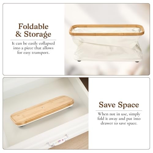 JOLLYIN Toilet Paper Storage Basket with Bamboo Lid, Toilet Paper Holder with Storage, Free Standing Bathroom Storage Organizers with Non-Slip Bottom Beige, 1 Pack - Image 5