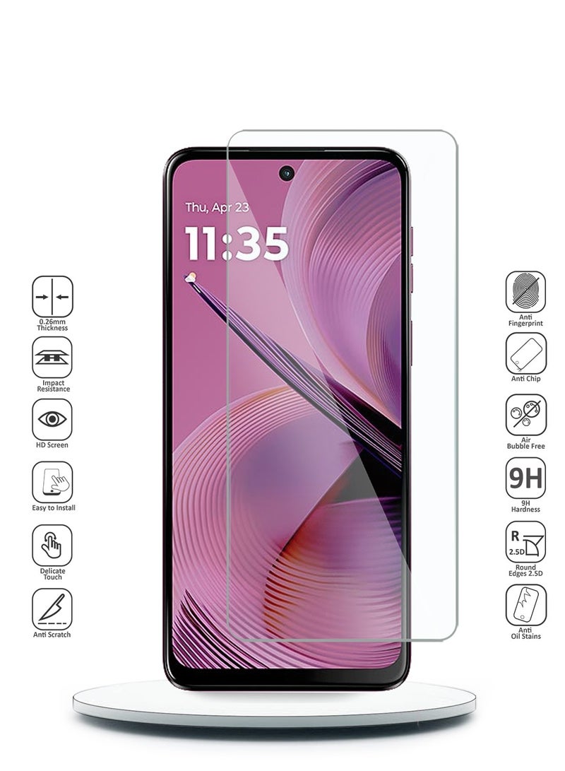 Wtech Motorola Moto G55 5G 2024 Premium Series Curved Edges 9H 2.5D Tempered Glass Screen Protector - Clear - Image 2