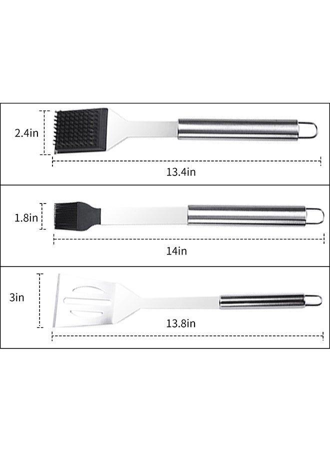 NIBEMINENT Cooking Food Grill Tool Set With Storage Case Silver/Black  - Image 3