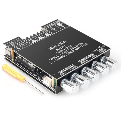 Wuzhi Audio ZK-ST21 100Wx2+200W 2.1Channel Bluetooth Amplifier Board with Subwoofer, TPA3221 Chip, Bass/Treble Control, Bluetooth/AUX/USB Input, 12-30V Wide Voltage Vehicle Amplifier - Image 1