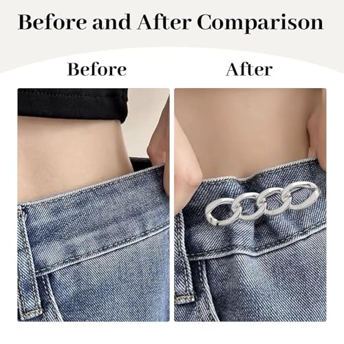 Aeenioy 5Pcs Jeans Adjustable Pins for Women, Adjustable Waist Buckle for Women, Jeans Tightening Clips, No Sewing Required, Perfect Fit Instant Jean Button - Image 4