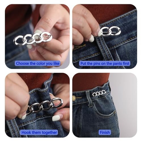 Aeenioy 5Pcs Jeans Adjustable Pins for Women, Adjustable Waist Buckle for Women, Jeans Tightening Clips, No Sewing Required, Perfect Fit Instant Jean Button - Image 5