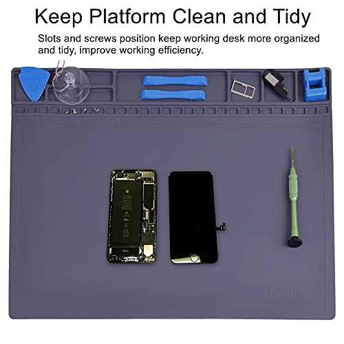 HPFIX Anti-Static Mat ESD Safe for Electronic Includes ESD Wristband and Grounding Wire, HPFIX Silicone Soldering Repair Mat 932°F Heat Resistant for iPhone iPad iMac, Laptop, Computer, 15.9” x 12” Grey - Image 3