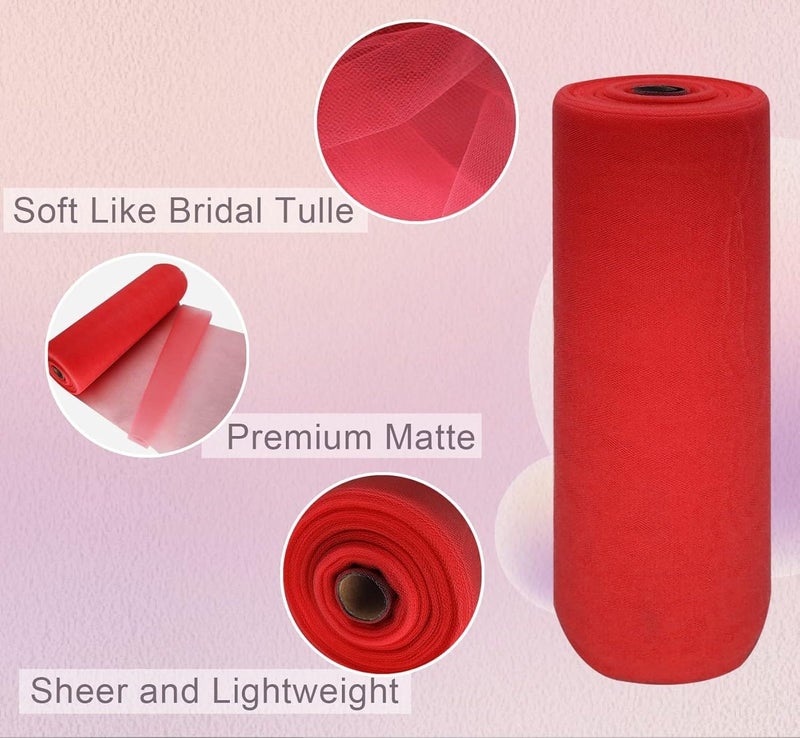 Filloxy Net Fabric Cloth for Multi Purpose Decoration, Parties, Costumes, Gift Packing, Party Decor, Backdrop Material mandap, Pooja Background Ribbon Wedding Decoration (RED, 10 Meter), Solid - Image 5