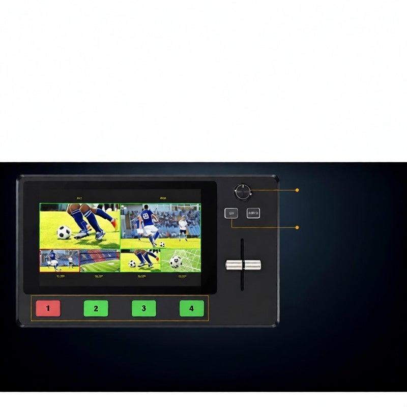 Video Mixer Switcher: 4 HDMI Inputs 1 HDMI Output, 5.5 Inch Touchscreen T-Bar Switching - 6 Picture PVW & PIP Modes, Audio Embedding for Live Streaming, Sports Events, Weddings, Business Conferences - Image 3