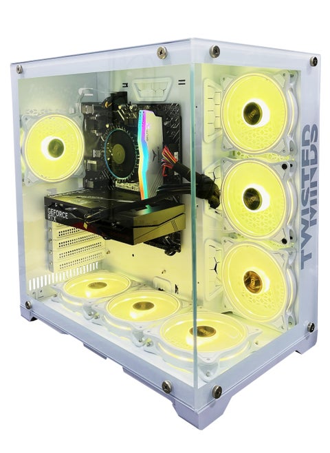 Gaming Pc with Intel Core i5-10400F Processor, H510M-K Motherboard, DDR4 16GB RAM RGB, 1TB M.2 SSD, NVIDIA GeForce RTX 3050 Graphics Card, 7 Fan Case White RGB Remote Control with Windows 11 Pro
