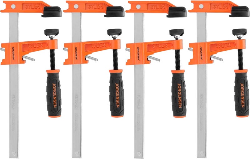 JORGENSEN 15.2 cm Bar Clamp Set, 4 Pack Steel F Clamp Light Duty, 136 kg Load Limited for Woodworking, Metalworking, DIY - Image 1