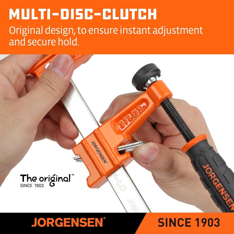 JORGENSEN 15.2 cm Bar Clamp Set, 4 Pack Steel F Clamp Light Duty, 136 kg Load Limited for Woodworking, Metalworking, DIY - Image 5
