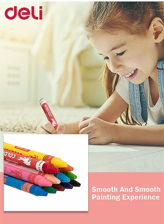 Deli 12 Pieces Crayon Thin Rod Round Barrel Non-toxic School Supplies for Teachers Students Toddler Children Kids Multicolour - Image 2