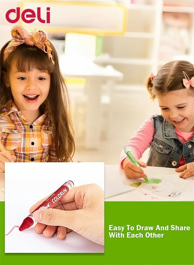 Deli 12 Pieces Crayon Thin Rod Round Barrel Non-toxic School Supplies for Teachers Students Toddler Children Kids Multicolour - Image 3