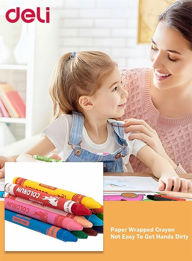 Deli 12 Pieces Crayon Thin Rod Round Barrel Non-toxic School Supplies for Teachers Students Toddler Children Kids Multicolour - Image 5