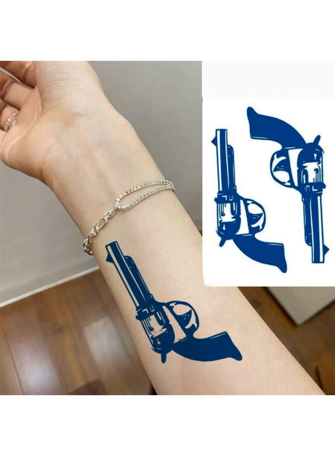 Generic 2 Week Tattoo Semi Permanent Tattoos Small Gun, Pistol Sticker, Large Sheet Lasting 2 Weeks Tattoo for Women Girls and Men Realistic Temporary Tattoo Stickers - Image 1