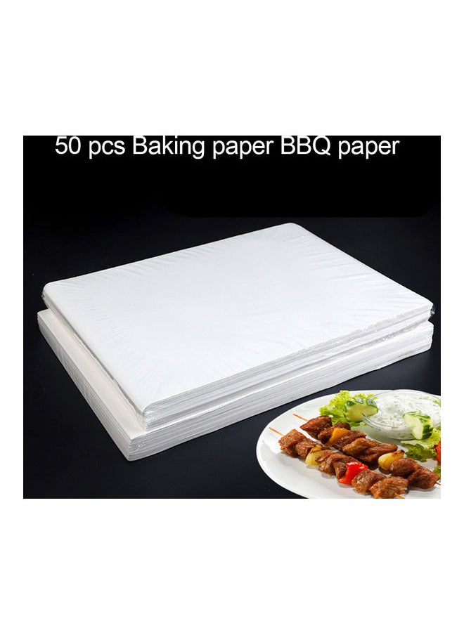NIBEMINENT - 50-Piece Rectangle Non-Stick Baking Liner Sheet White 40x31x1cm - Image 1