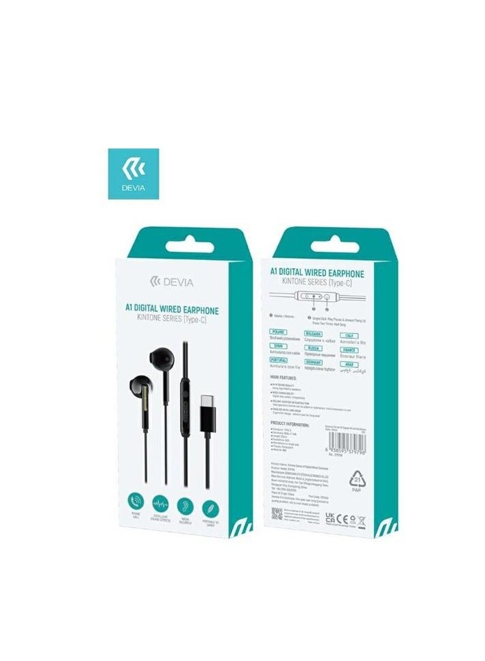 ديفيا سماعات أذن تاب سي من ديفيا سلكية رقمية A1 باللون الاسود - Image 2
