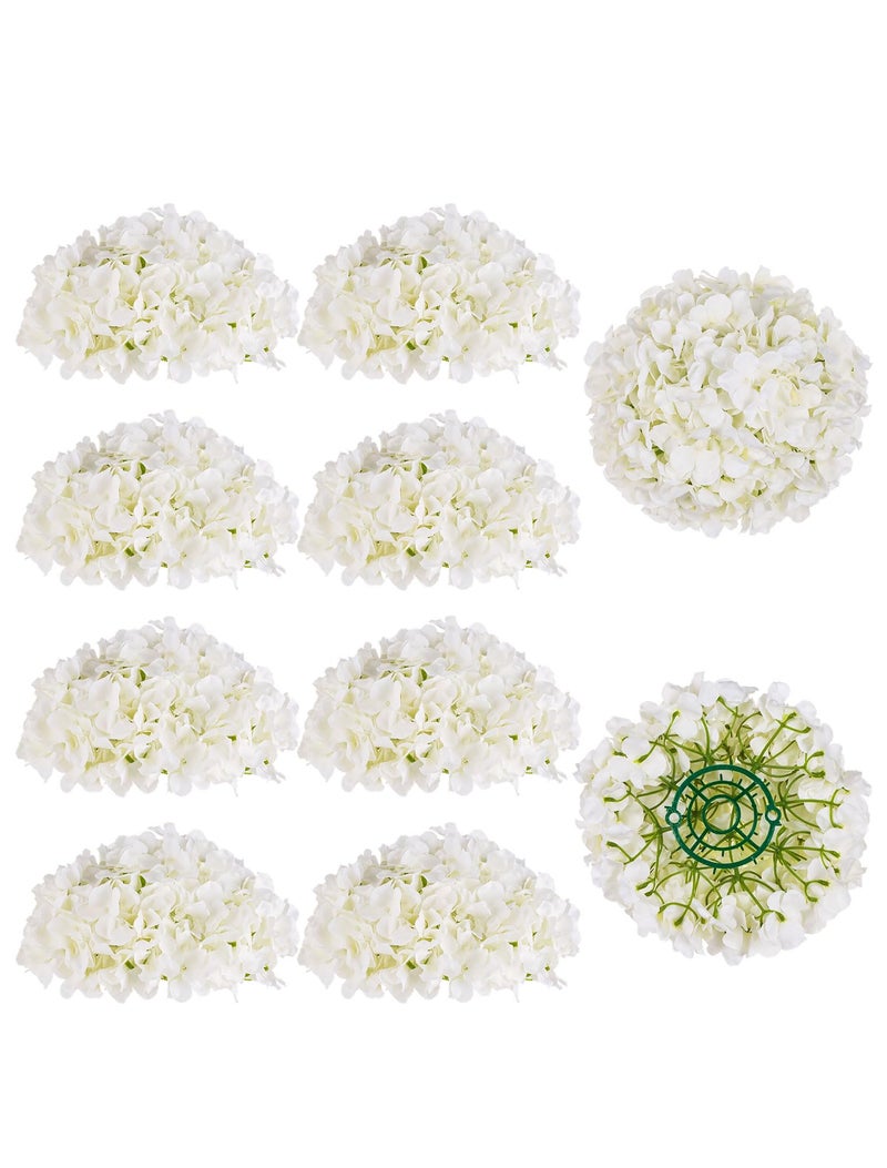 BLOSMON Hydrangea Artificial Flowers Ball Centerpieces 10 Pcs Fake Flowers White Silk Hydrangea Flower Balls Faux Hydrangeas Floral Arrangements Bouquet for Wedding Home Room Table Decoration - Image 1