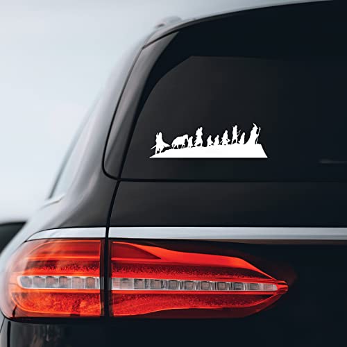 Bargain Max Decals ملصق دكالة قافلة الأخوة من سيد الخواتم لدفتر السيارة واللابتوب 8" × 2" (أبيض) - Image 1