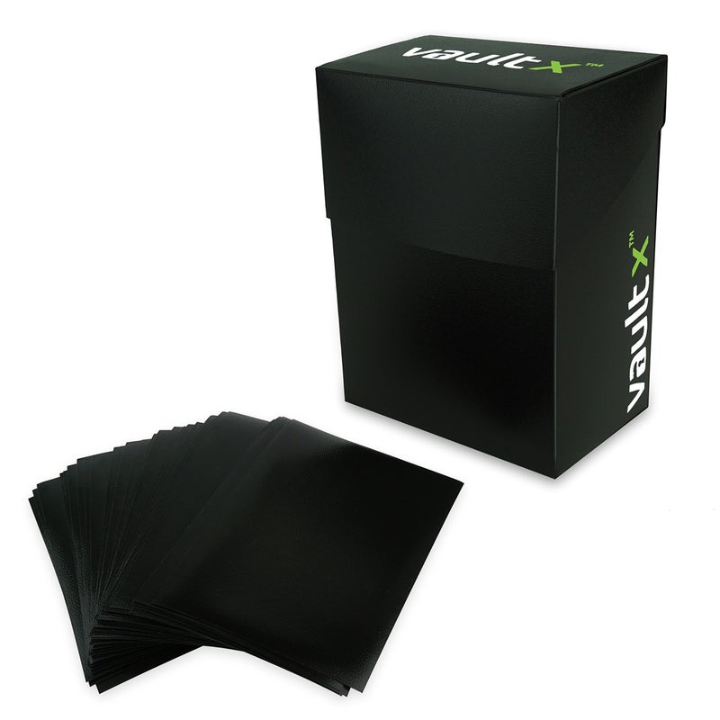 Vault X Trading Card Deck Box and 100 Black Card Sleeves fits 60 Sleeved Cards Small Standard Card Holder Storage Box for MTG Commander Game TCG Black - Image 2