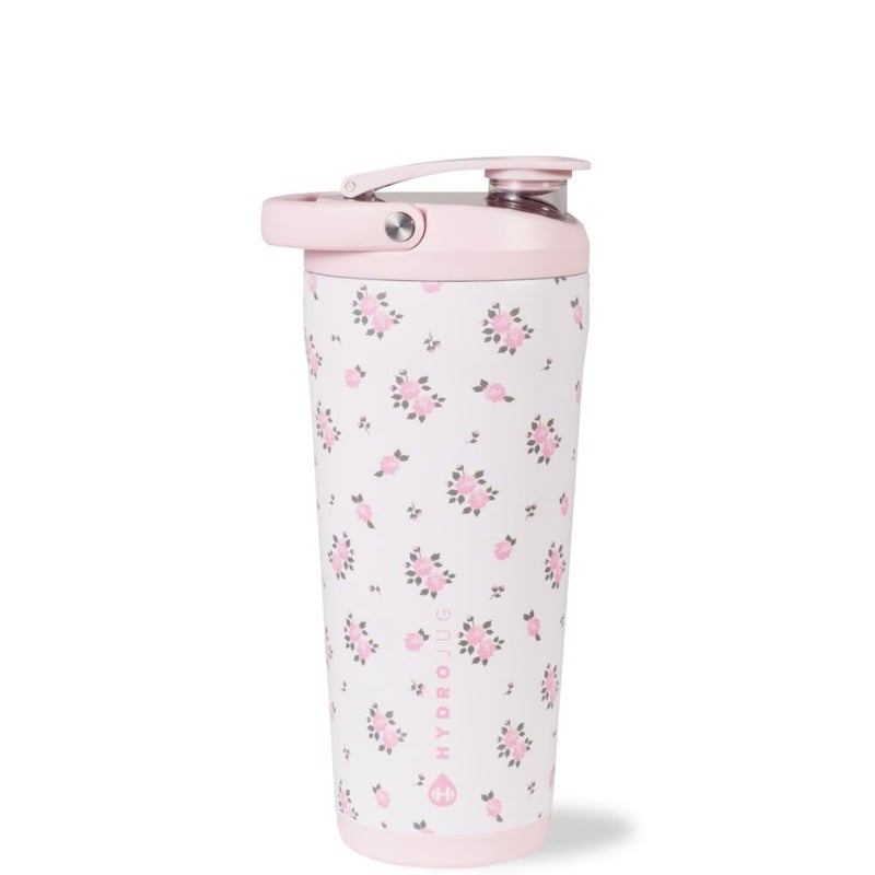 هيدروجوج 24 أونصة خفاقة ستانلس ستيل جديدة معزولة مضادة للتسرب خالية من BPA مع شبكة خلط صامتة بدون كتل وبدون ضوضاء خفاقة متميزة للياقة البدنية والرياضة والاستخدام اليومي وايلد روز