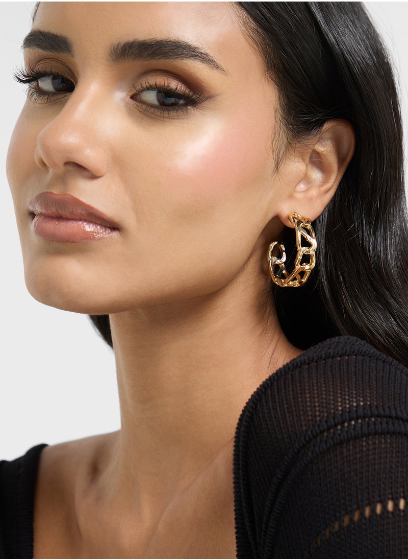 Ginger Chain Link Hoop Earrings  - Image 3