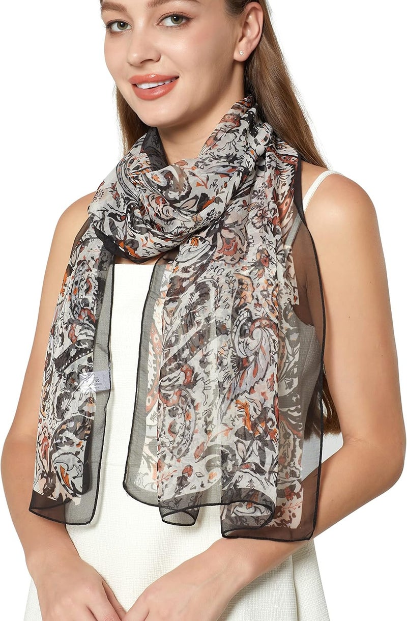 PANTONIGHT Long Chiffon Sheer Scarf Gradient Shaded Colors Lightweight Scarf For Womens - Image 1