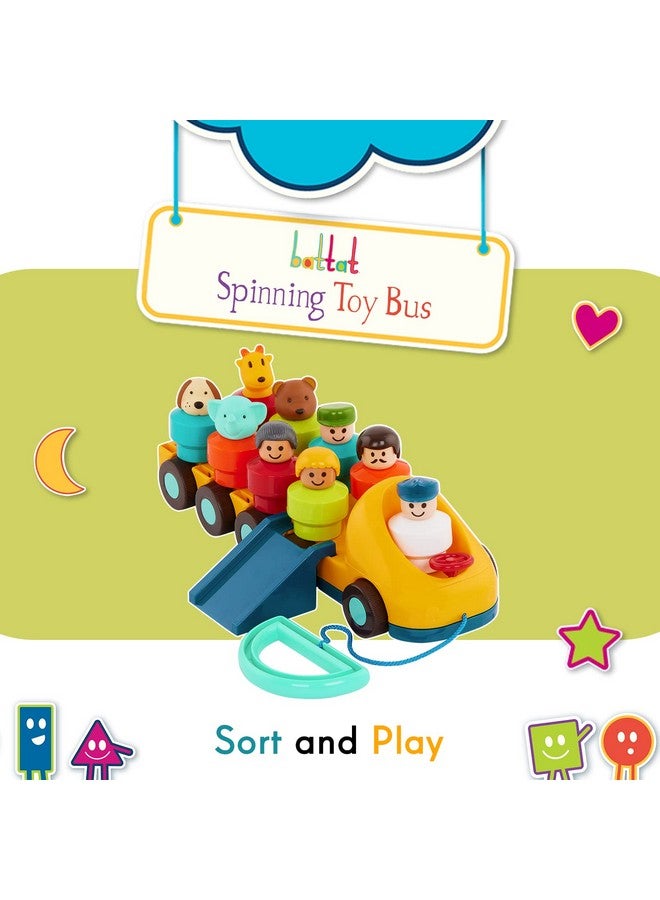 BATTAT Toy Bus For Toddlers Educational Pull Toy With 9 Spinning Passengers Learn And Sort Colors With Toddler Toys For 18+ Months (11 Pcs) - Image 3