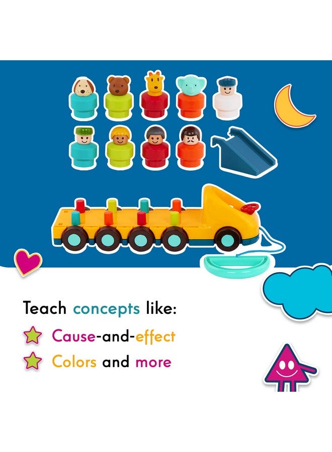 BATTAT Toy Bus For Toddlers Educational Pull Toy With 9 Spinning Passengers Learn And Sort Colors With Toddler Toys For 18+ Months (11 Pcs) - Image 5