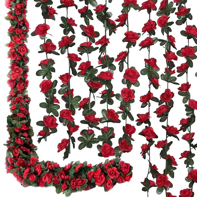 WEISPARK Artificial Flowers - 4pcs 8.2 FT Fake Rose Vine Flower Plants Hanging Rose Ivy for Home Hotel Office Wedding Party Garden Craft Art Décor - Image 1