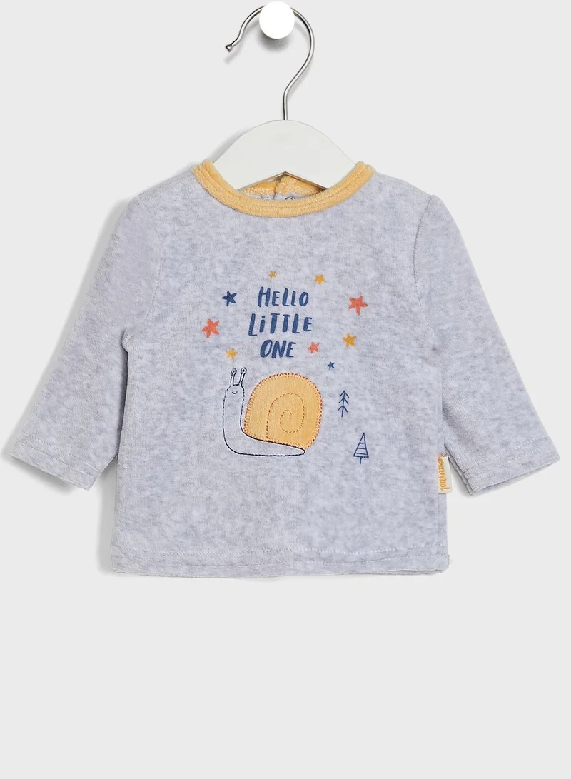 Babybol Infant Printed T-Shirt & Footed Sweatpants Set