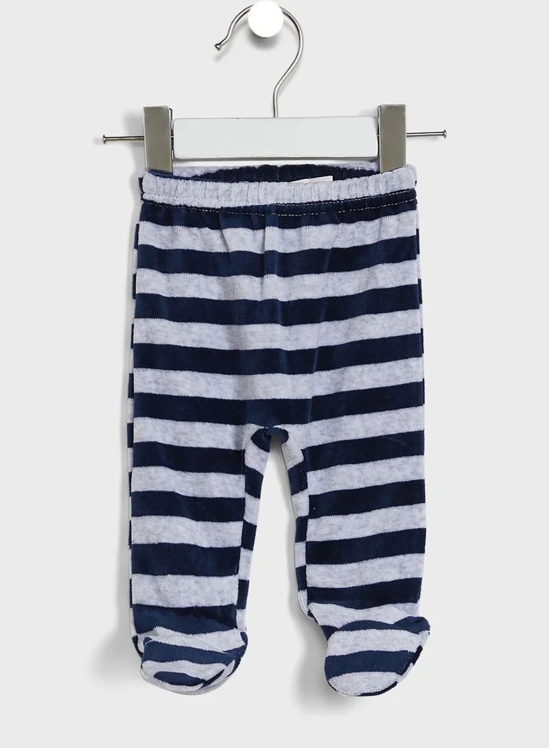 Babybol Infant Printed T-Shirt & Footed Sweatpants Set