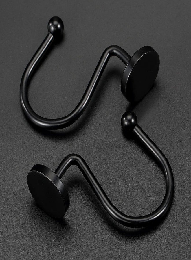 ZESLMG Shower Curtain Hooks, Black Shower Curtain Rings Rustproof Metal Round Decorative Shower Hooks Rings for Bathroom Shower Rods Curtains, Set of 12 Heavy Duty Solid Hooks - Image 3