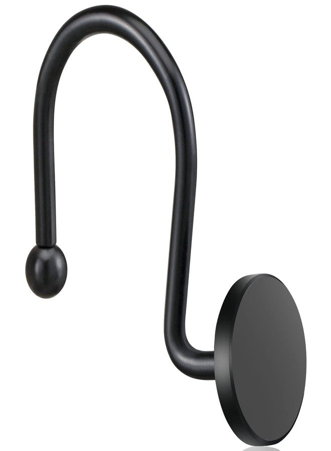 ZESLMG Shower Curtain Hooks, Black Shower Curtain Rings Rustproof Metal Round Decorative Shower Hooks Rings for Bathroom Shower Rods Curtains, Set of 12 Heavy Duty Solid Hooks - Image 1