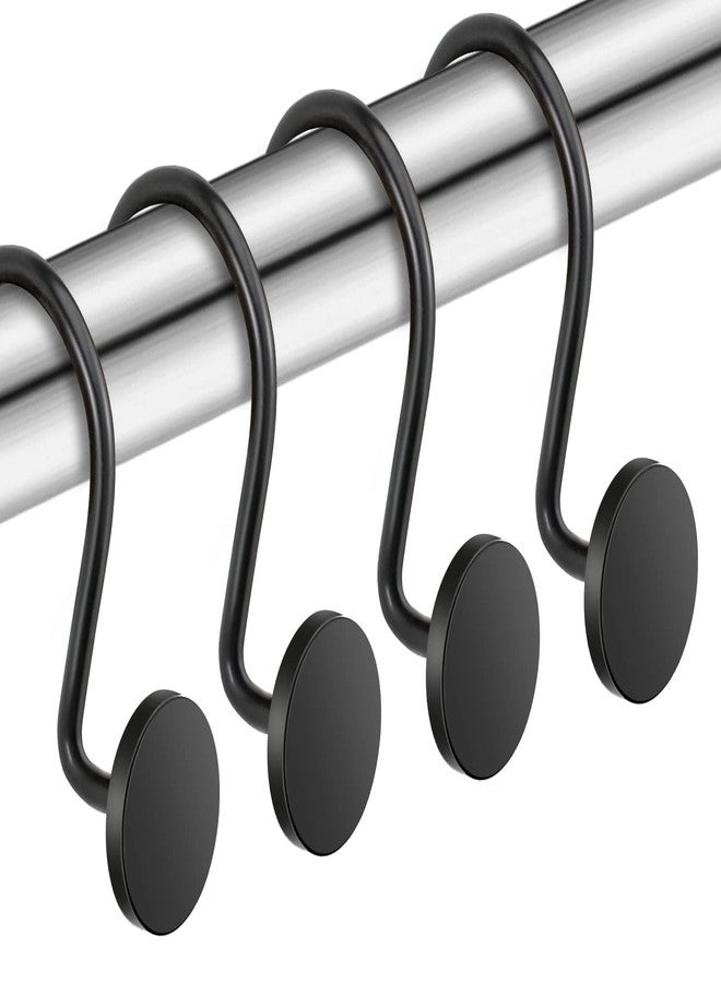 ZESLMG Shower Curtain Hooks, Black Shower Curtain Rings Rustproof Metal Round Decorative Shower Hooks Rings for Bathroom Shower Rods Curtains, Set of 12 Heavy Duty Solid Hooks - Image 2