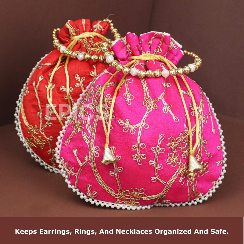 Epics Embroidery return gift Potlis for womens, bridal potli bag for ladies for guest, potli batwa purse pouch for gifiting Traditional Embellished. - Image 4