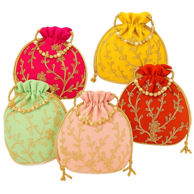 Epics Embroidery return gift Potlis for womens, bridal potli bag for ladies for guest, potli batwa purse pouch for gifiting Traditional Embellished. - Image 1