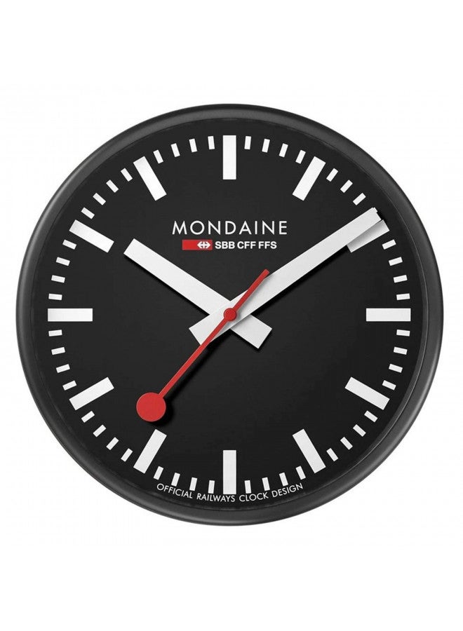 MONDAINE Mondaine - A990.Clock.64SBB Wall Clock - Black Dial Black Frame - Wall Clocks - Made in Switzerland  - Image 1