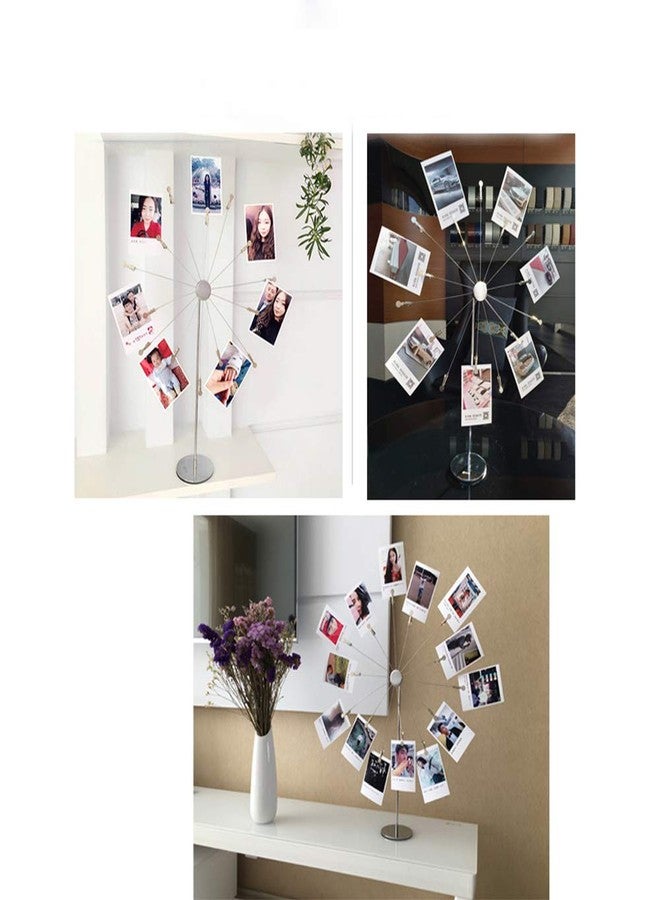 Mollytek Desktop Photo Holder With Clips Postcard Gift Card Picture Display Stand Decor Photo Tree Stand for Table Display Sky Wheel Romantic Design with Plated Wire and 14 Photo Metal Clips - Image 3